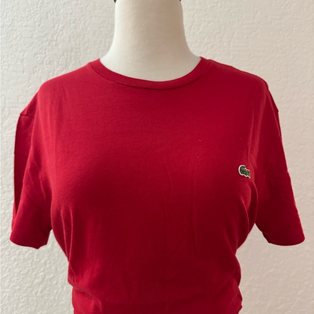 Lacoste Unisex Short Sleeve Crew Neck Pima Cotton T-Shirts Vibrant Red XS EUC - Picture 1 of 9